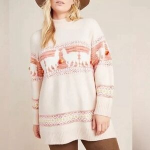Anthropologie Aimee Pommed Alpaca Sweater llama Pom Pom Size XS